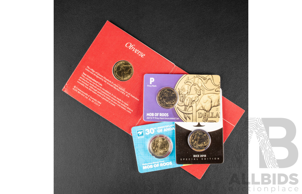 Australian UNC One Dollar Coins 1984, Mint Marked 2017, 2018, 2025