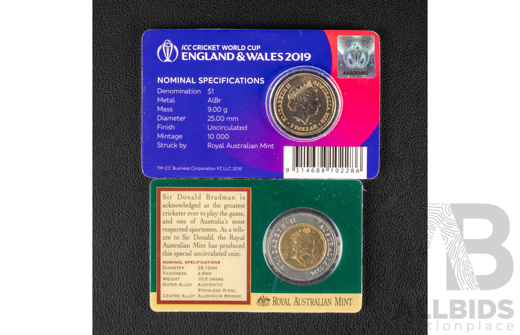 Australian 1996 and 2019 Cricket coins.