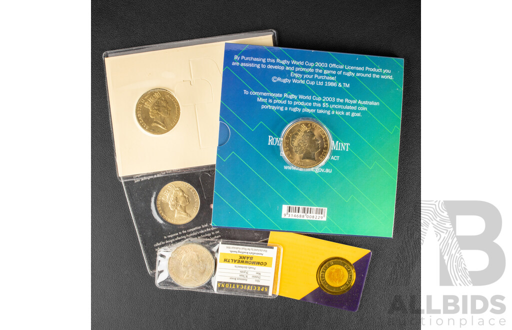 Five Australian Commem orative Five Dollar Coins 1988, 1990, 1992,1994, 2003