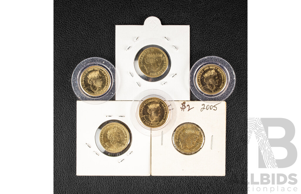 Six Australian UNC Commemorative Two Dollar Coins