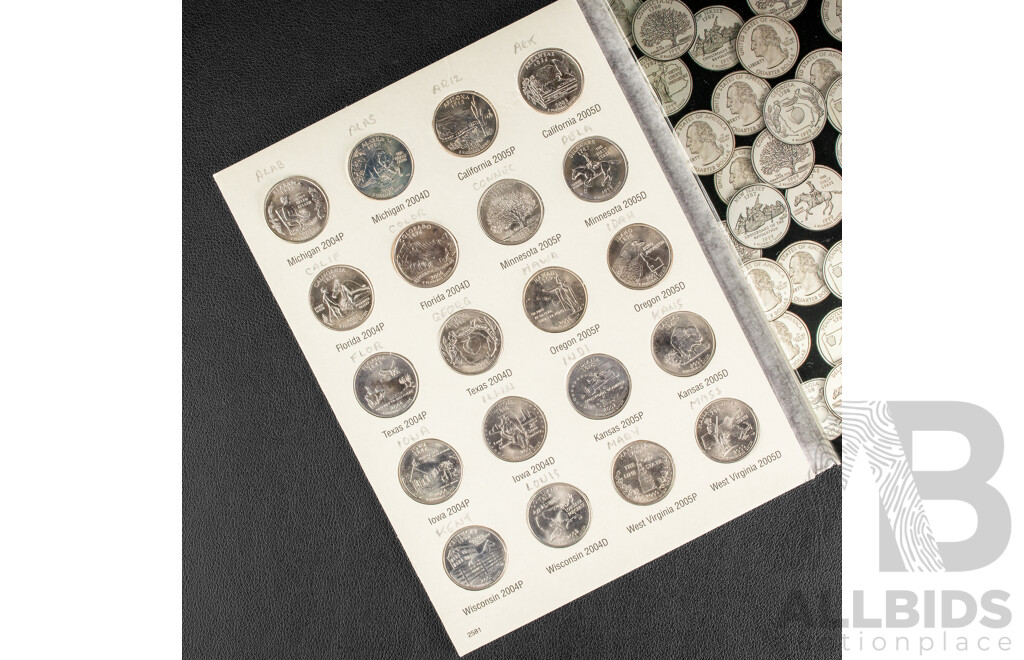 Forty Six USA 2004-2008 UNC Quarters, State Coins 