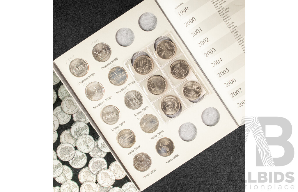 Forty Six USA 2004-2008 UNC Quarters, State Coins 