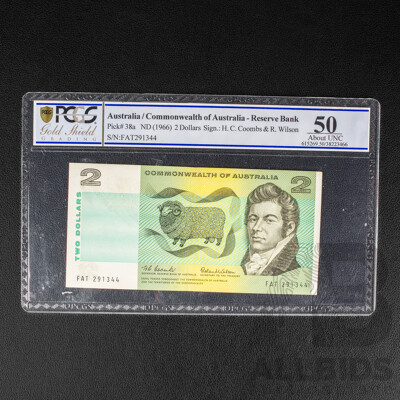 Australian 1966Two Dollar Note, Coombs/Wilson, FAT291344, a/UNC ,R81