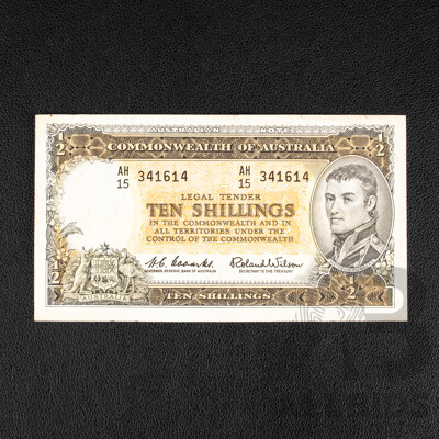 Australian 1961 Ten Shilling note R17, AH15 341614