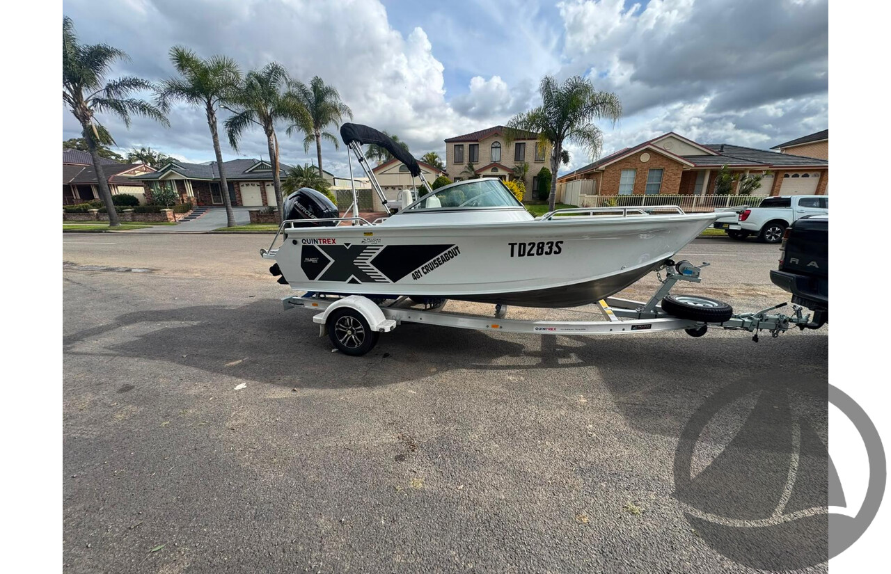 NO RESERVE - 2025 Quintrex 481 Cruiseabout, 75hp Mercury 4 stroke, 25 hours