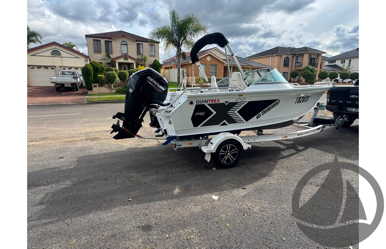 NO RESERVE - 2025 Quintrex 481 Cruiseabout, 75hp Mercury 4 stroke, 25 hours