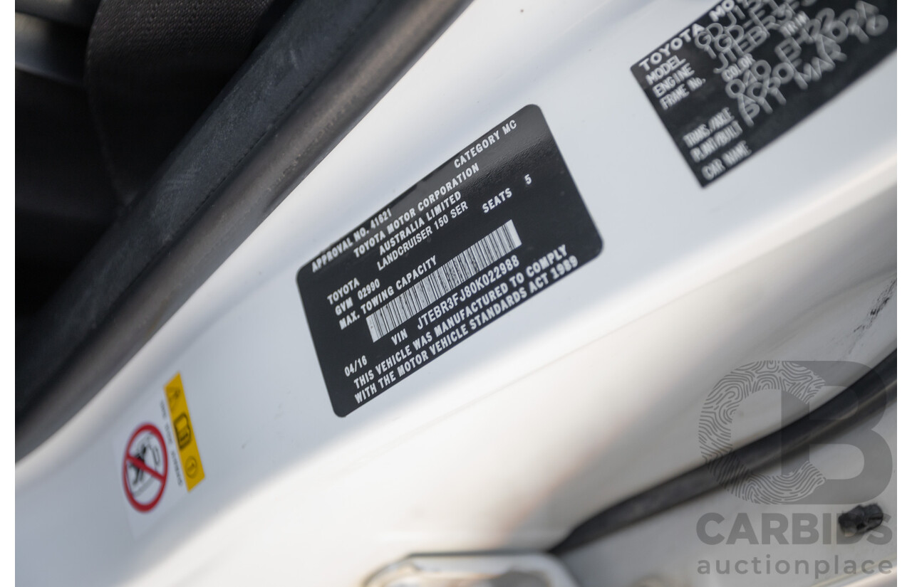 4/2016 Toyota Landcruiser Prado GX (4x4) GDJ150R MY16 4d Wagon Glacier White Turbo Diesel 2.8L