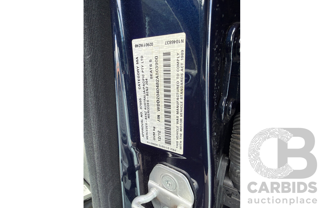 12/2012 Mercedes-Benz C200 BE RWD W204 MY12 4D Sedan Cavansite Blue Metallic 1.8L