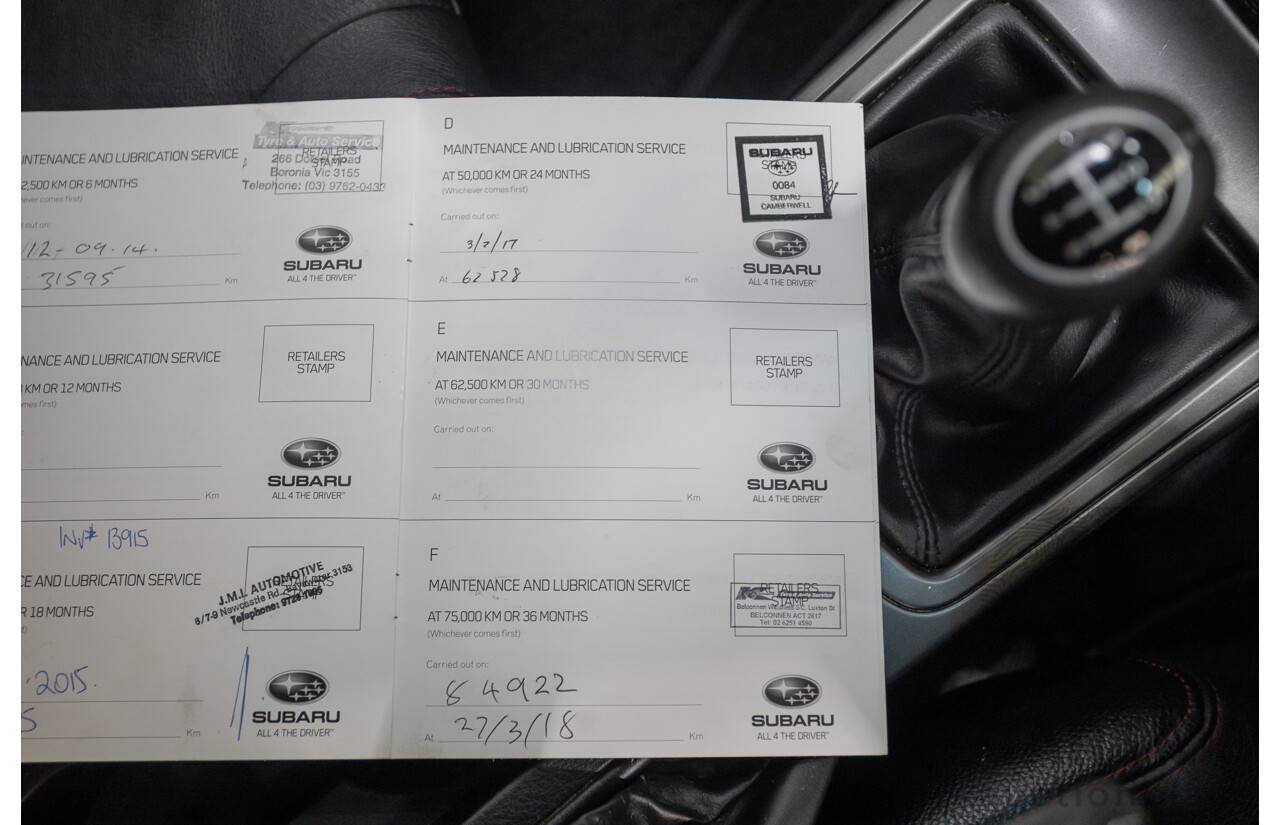 6/2012 Subaru WRX (AWD) MY12 4d Sedan Obsidian Black Pearl Turbo 2.5L