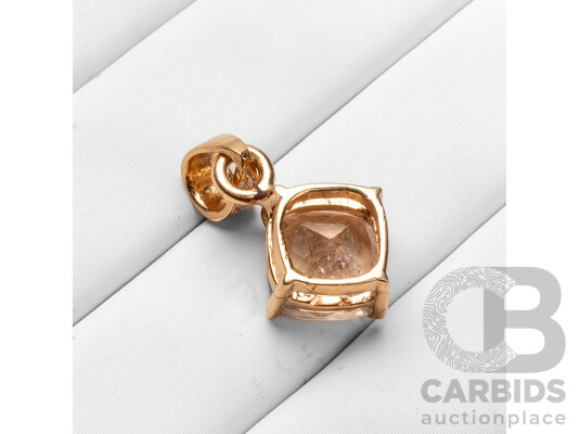 Rose Gold Plated 925 Sterling Silver Morganite & Diamonds Pendant