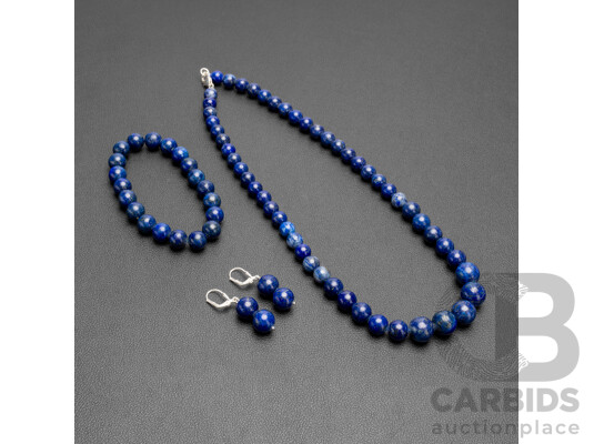 Lapis Lazuli Necklace, Bracelet & Earrings Set