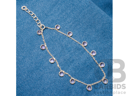 925 Sterling Silver & Amethyst Bracelet - 1.99gms