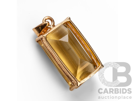 Gold Plated 925 Sterling Silver Citrine & Diamond Pendant - 7.41gms