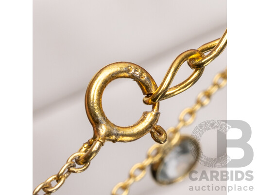 Gold Plated 925 Sterling Silver Multi Stone Blue Topaz Bracelet. Length - 21cms