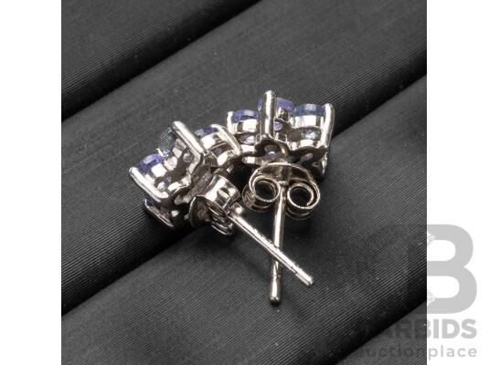 925 Sterling Silver & Natural Tanzanite Stud Earrings