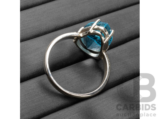 925 Sterling Silver, Topaz & Diamond Ring - Size O.5