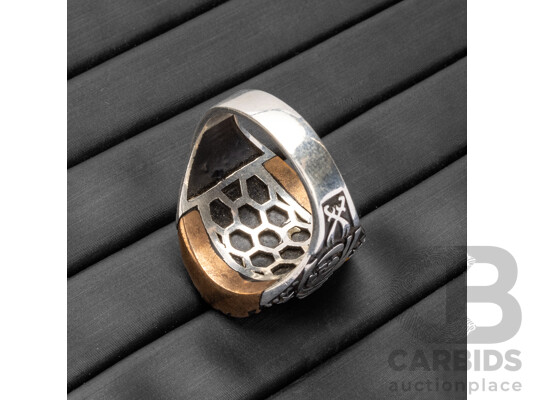 925 Sterling Silver & Bronze Tigers Eye Turkish Emperor Ring - Size X