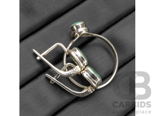 925 Sterling Silver & Emeralds Ring & Earrings Set