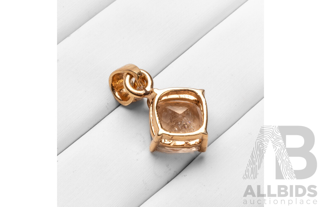 Rose Gold Plated 925 Sterling Silver Morganite & Diamonds Pendant
