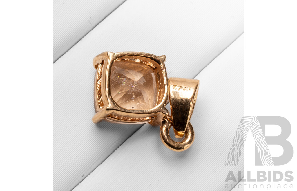 Rose Gold Plated 925 Sterling Silver Morganite & Diamonds Pendant