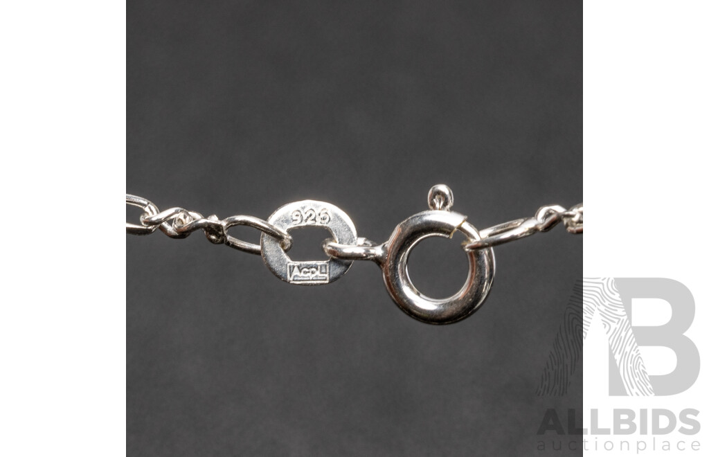 925 Sterling Silver, Topaz & Diamond Necklace, Length - 45.5cms