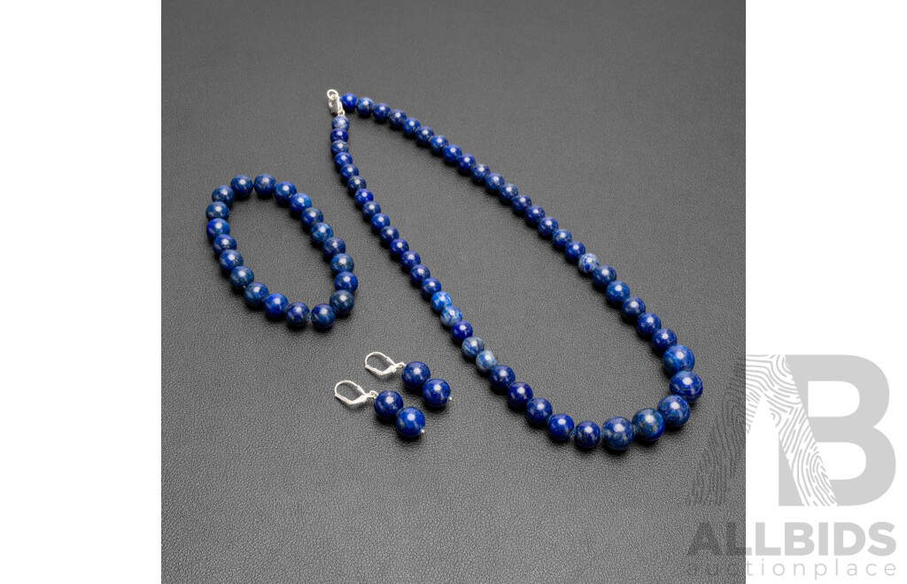 Lapis Lazuli Necklace, Bracelet & Earrings Set