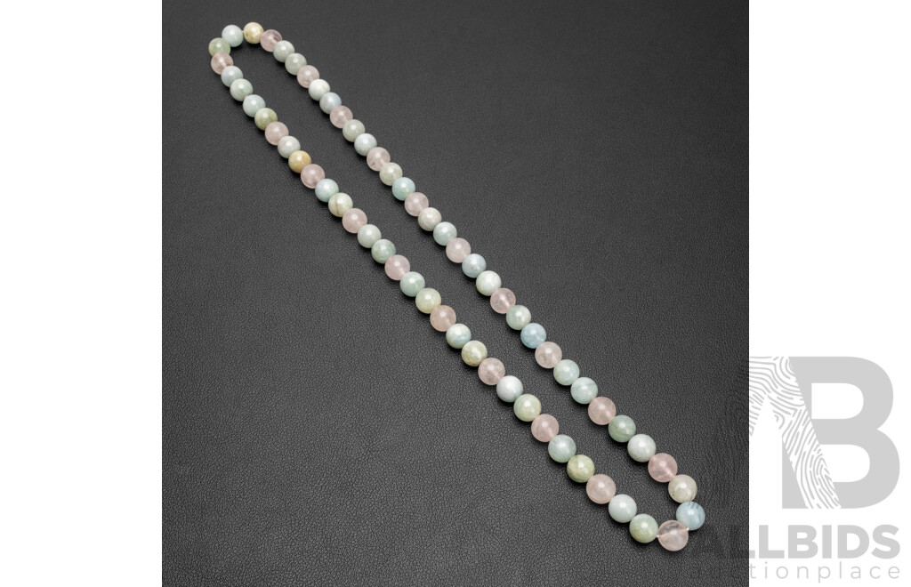 Pastel Coloured Morganite Bead Throwover Necklace. Length - 65cms