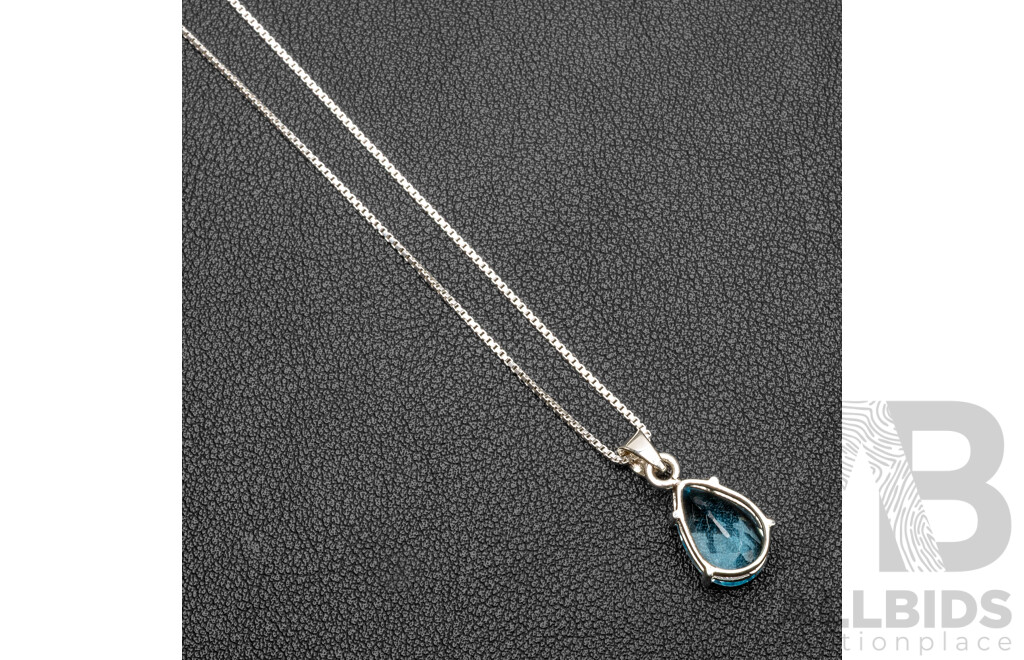 925 Sterling Silver Topaz & Diamond Necklace & Pendant