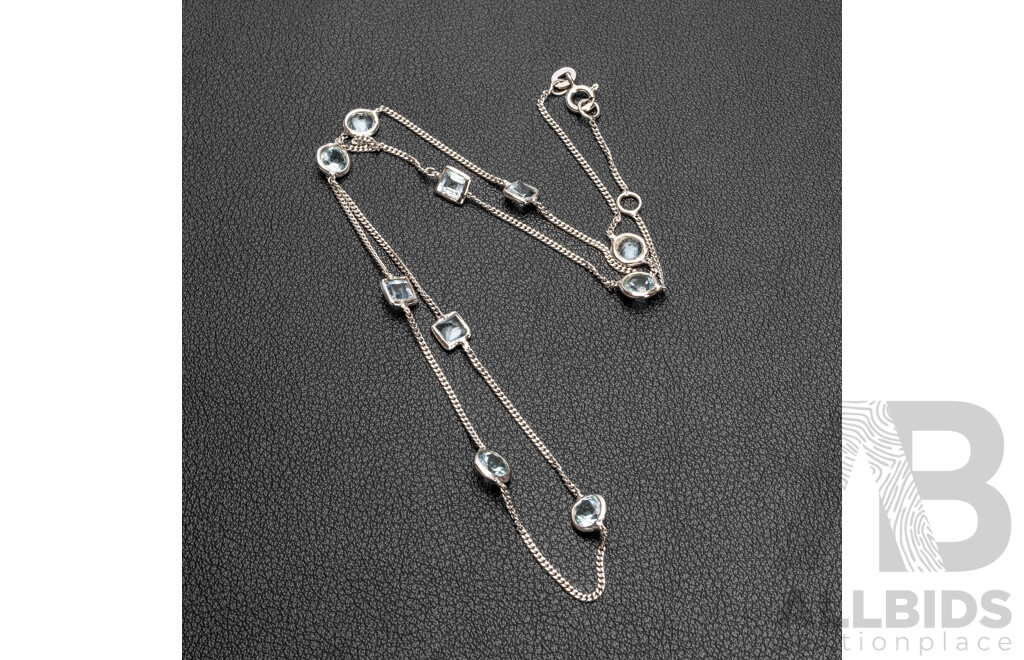 925 Sterling Silver Multi Stone Sky Blue Topaz Necklace. Length - 45.5cms