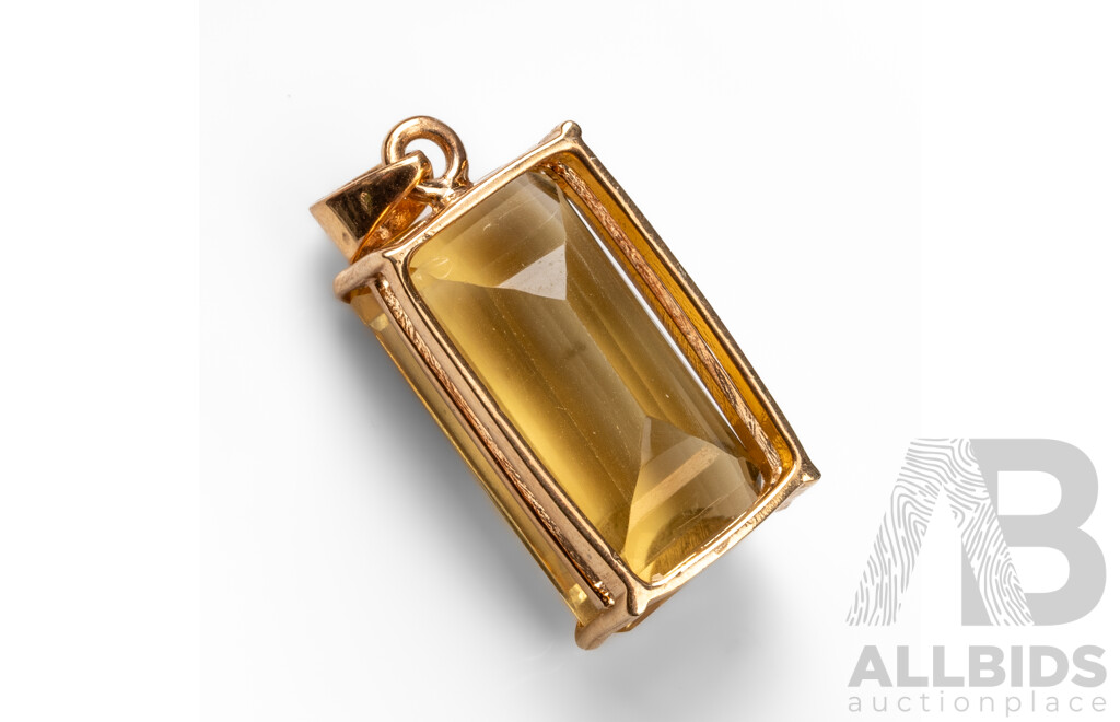 Gold Plated 925 Sterling Silver Citrine & Diamond Pendant - 7.41gms
