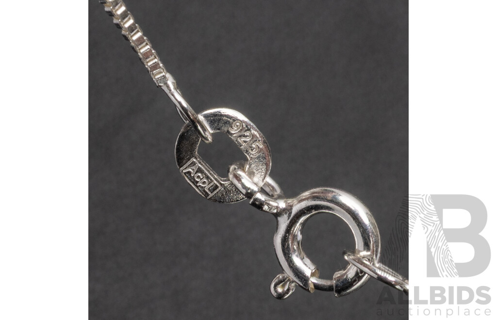 925 Sterling Silver Fine Necklace & Multi Coloured Sapphire & White Topaz Pendant - 4.9gms