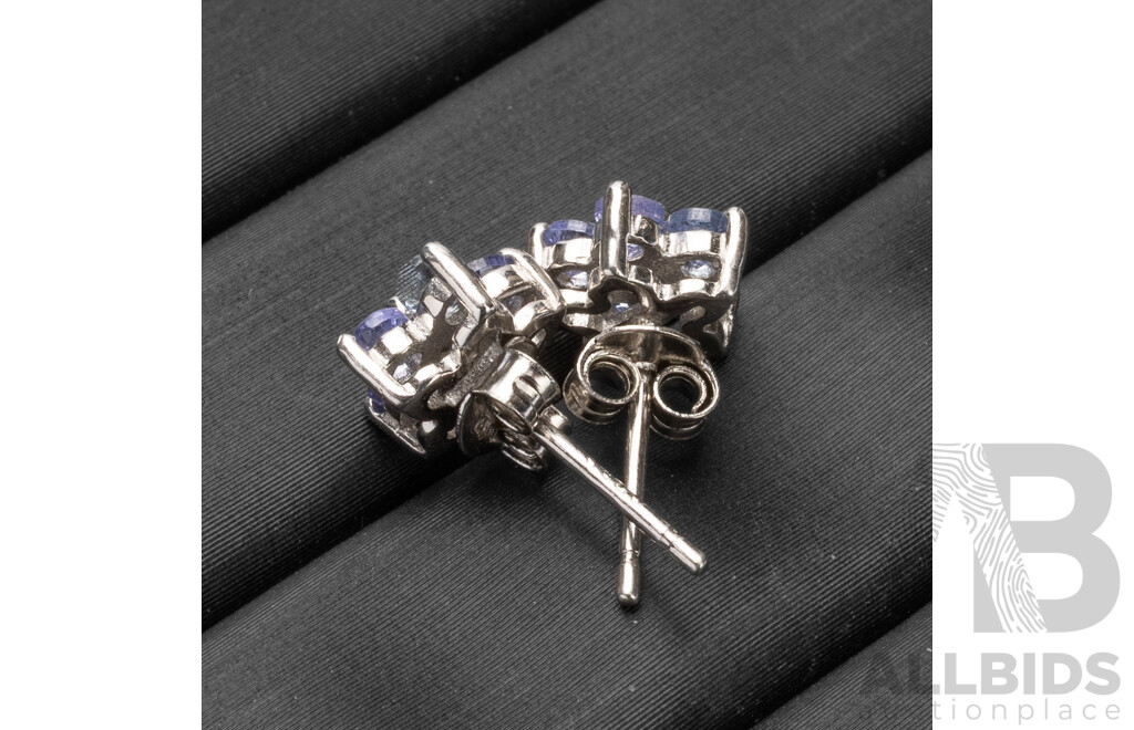 925 Sterling Silver & Natural Tanzanite Stud Earrings