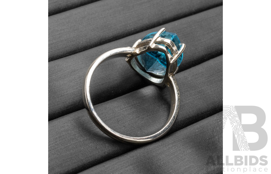 925 Sterling Silver, Topaz & Diamond Ring - Size O.5