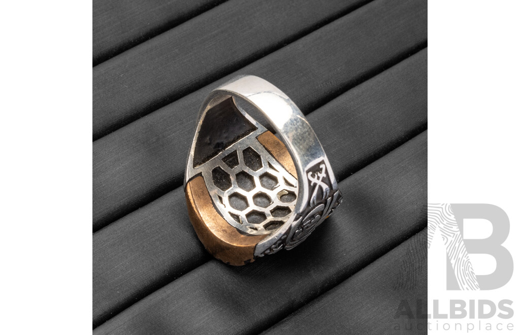 925 Sterling Silver & Bronze Tigers Eye Turkish Emperor Ring - Size X