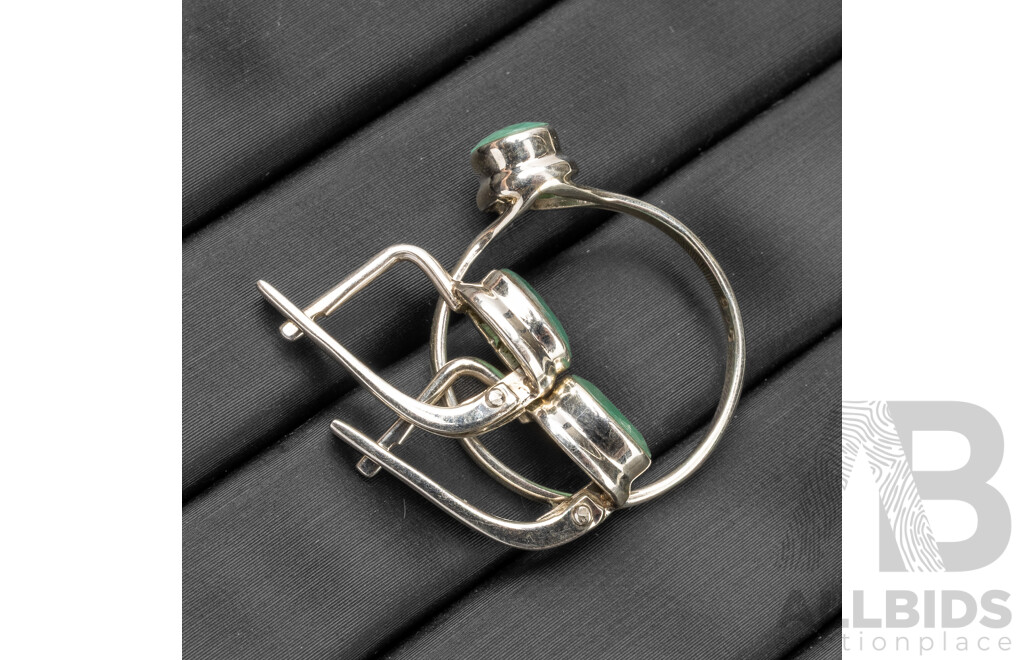 925 Sterling Silver & Emeralds Ring & Earrings Set