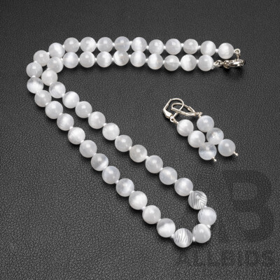 Selenite Bead Necklace & Earrings Set