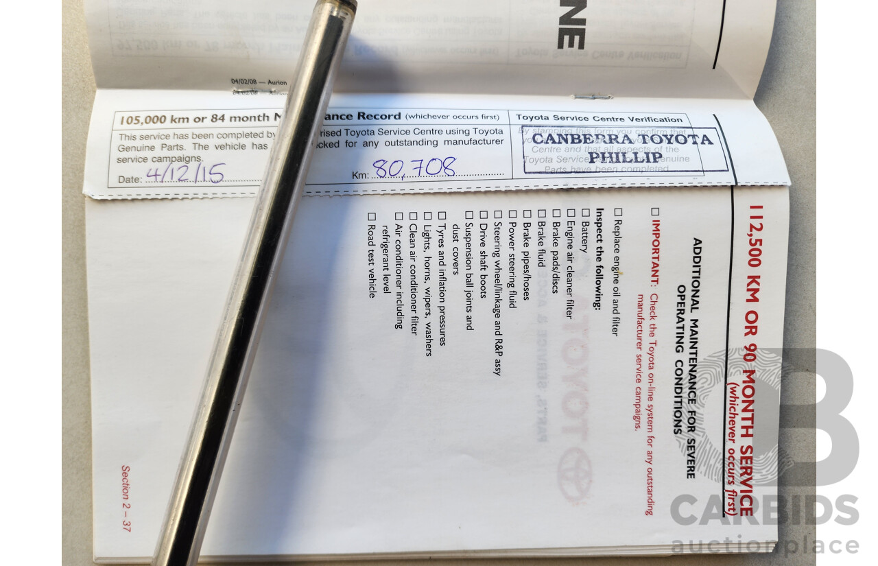 09/2008 Toyota Aurion AT-X GSV40R 4d Sedan Blue 3.5L