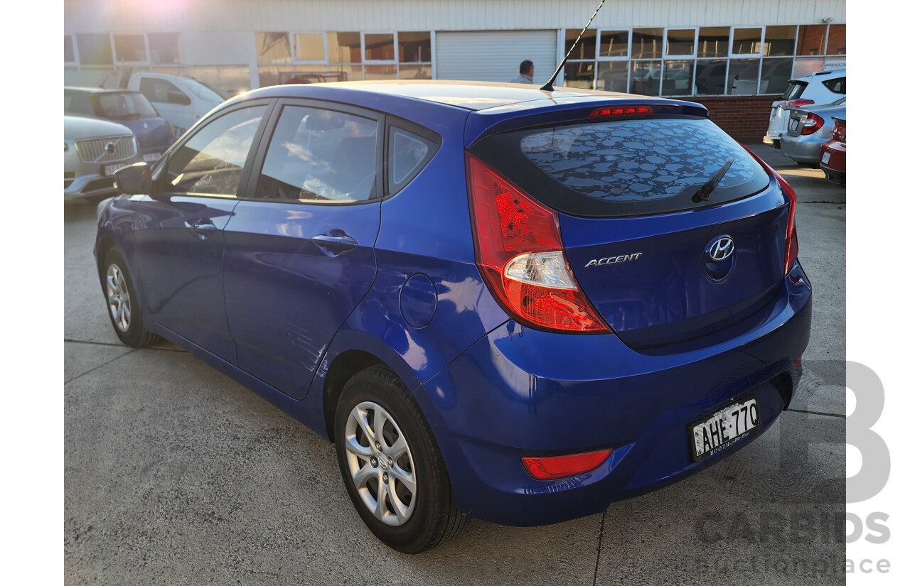 12/2013 Hyundai Accent Active RB2 5d Hatchback Blue 1.6L