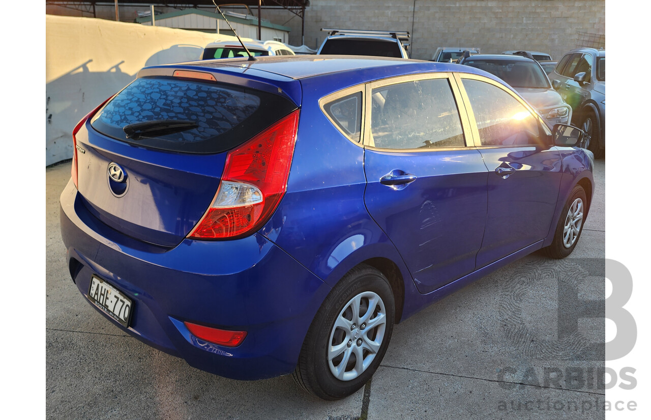 12/2013 Hyundai Accent Active RB2 5d Hatchback Blue 1.6L