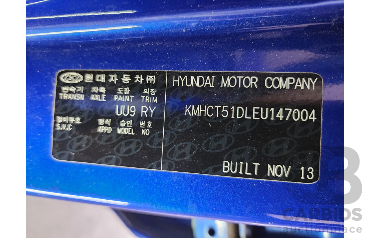 12/2013 Hyundai Accent Active RB2 5d Hatchback Blue 1.6L