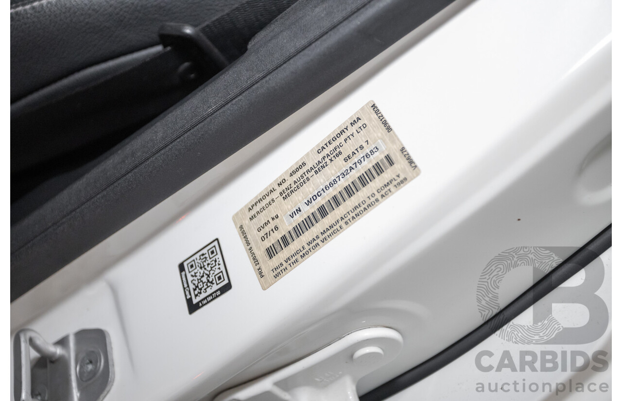 7/2016 Mercedes-Benz GLS500 4MATIC AMG Pack (AWD) X166 4d Wagon Designo Diamond White Metallic Twin Turbo V8 4.7L - 7 Seater