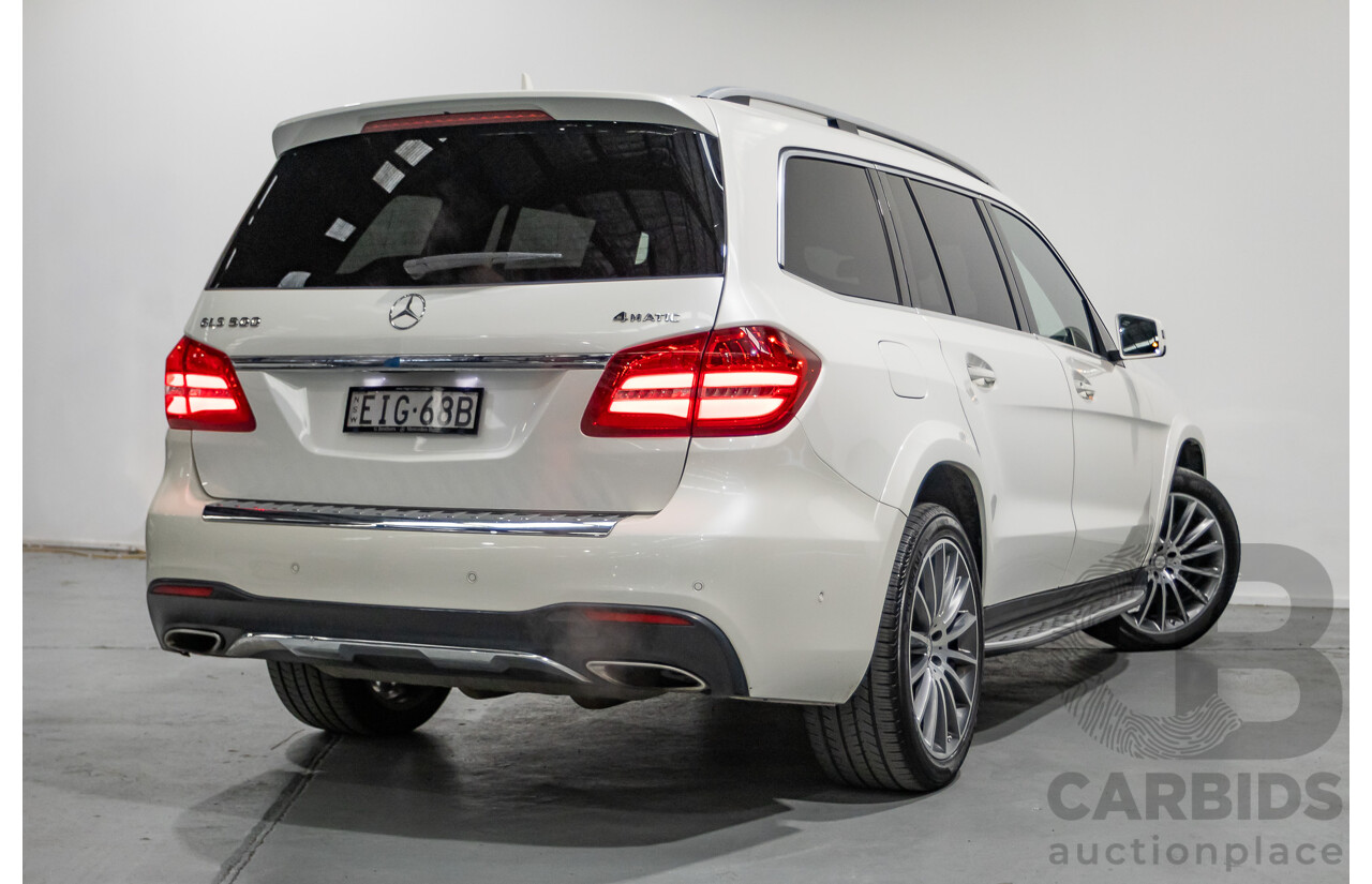 7/2016 Mercedes-Benz GLS500 4MATIC AMG Pack (AWD) X166 4d Wagon Designo Diamond White Metallic Twin Turbo V8 4.7L - 7 Seater