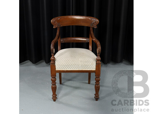 Vintage Mahogany Carver with Upholstered Seat