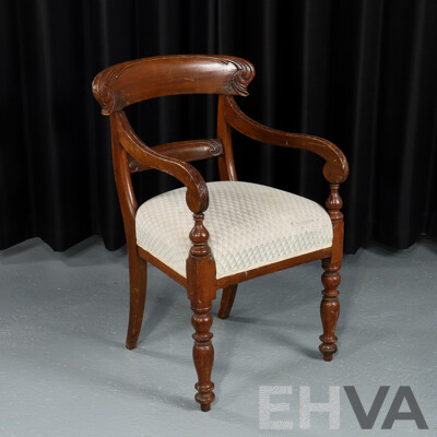Vintage Mahogany Carver with Upholstered Seat
