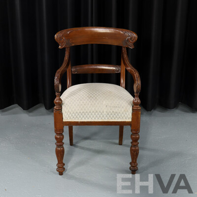 Vintage Mahogany Carver with Upholstered Seat