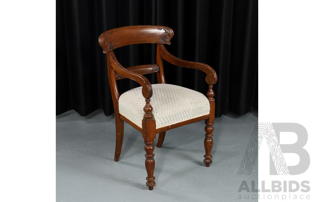 Vintage Mahogany Carver with Upholstered Seat
