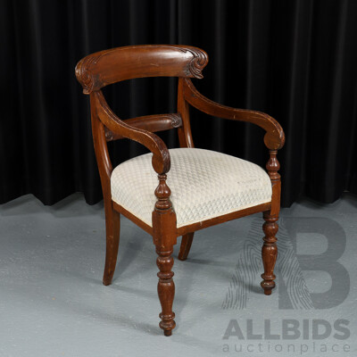 Vintage Mahogany Carver with Upholstered Seat