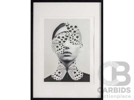 DADA22 (20th Century), Black Butterfly & Woman Butterfly, Pair of Contemporary Digital Photo Collage Prints, 72H x 52W cm (frame) (2)