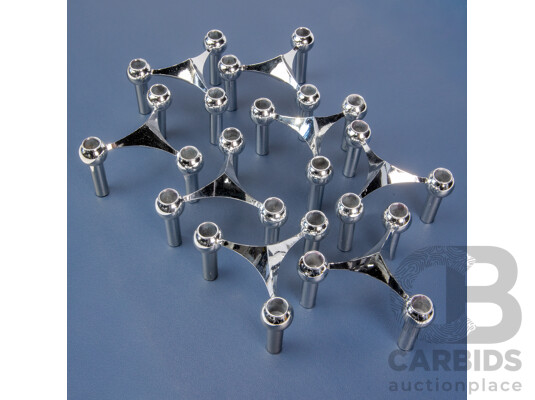 Collection of Eight Reproduction Stoff Nagel Modular Stacking Candle Sticks