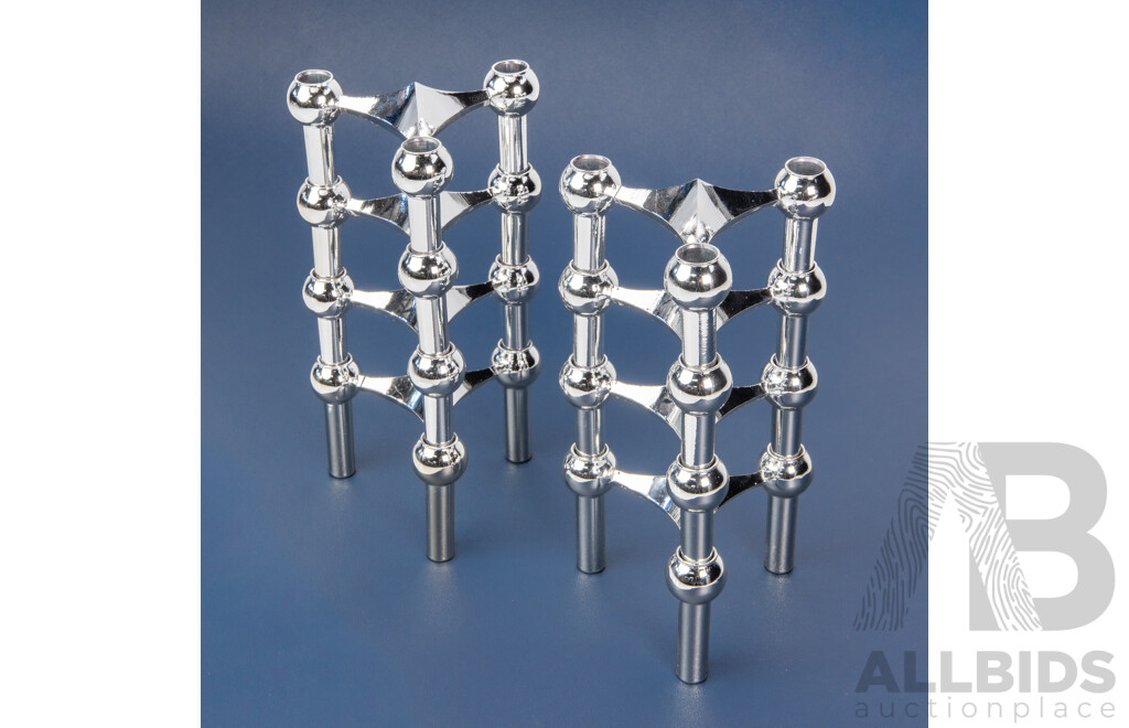 Pair of Reproduction Stoff Nagel Modular Stacking Candle Sticks